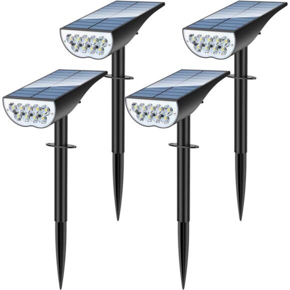 Solar Spot Lights Outdoor 4 Pack Waterproof Landscape Yard Garden Pathway Tree L - Picture 1 of 7
